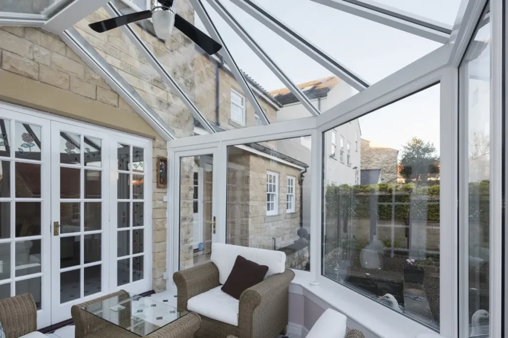 Classic glass conservatory roof example.