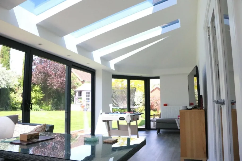 Ultraframe Livinroof completed interior example.